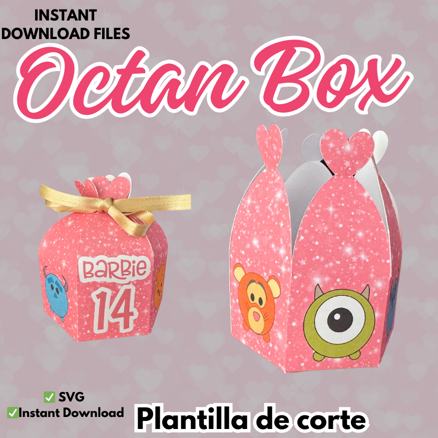 Octan Box, plantilla de corte para cajita super linda formato SVG, ideal para personalizar y decorar en Navidad