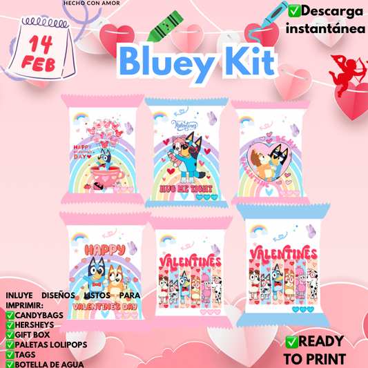Bluey Kit, Material listo para imprimir edición SAN Valentín