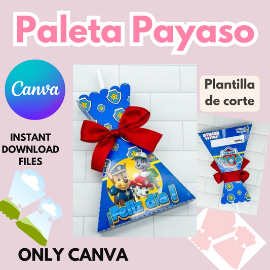 PALETA PAYASO plantilla para diseño en CANVA