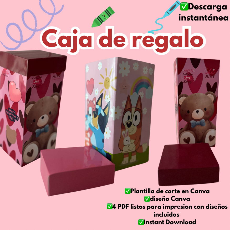 CAJA DE REGALO PARA PELUCHES PLANTILLA