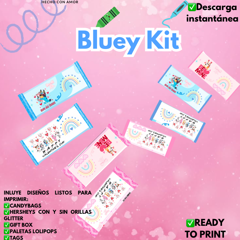 Bluey Kit, Material listo para imprimir edición SAN Valentín