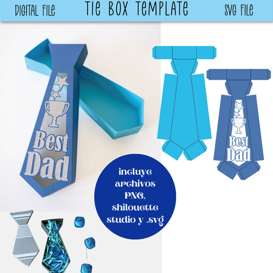 Caja de corbata del Día del Padre SVG,  shilouette studio y png / Caja de golosinas Svg / Caja de regalo SVG / Tie Box, Regalo DigitalPaper