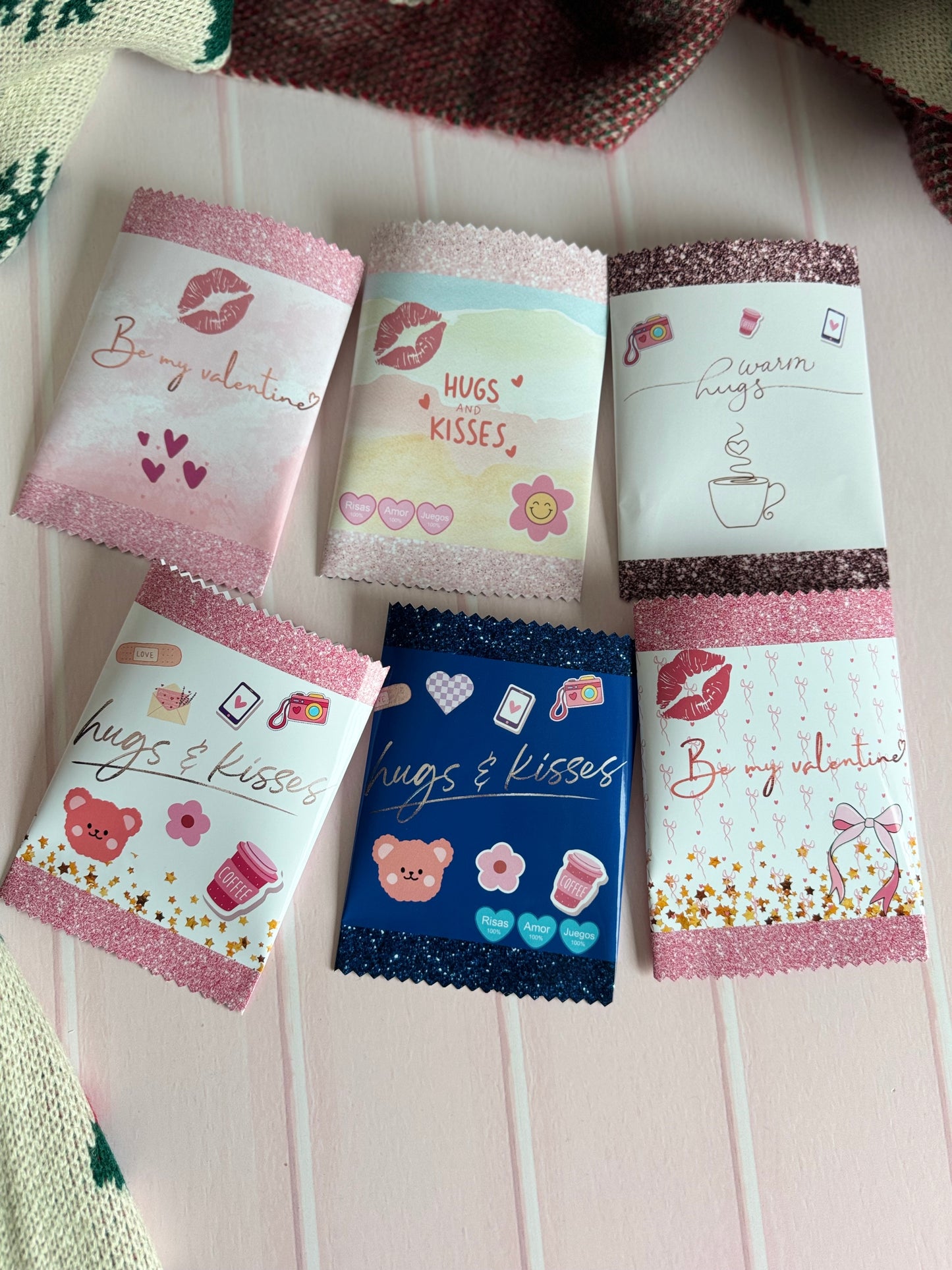 Candy bags listas para imprimir, diseño San Valentín, incluye 6 diseños en 3 hojas formato PNG y pdf para impresión, chipbags san Valentín