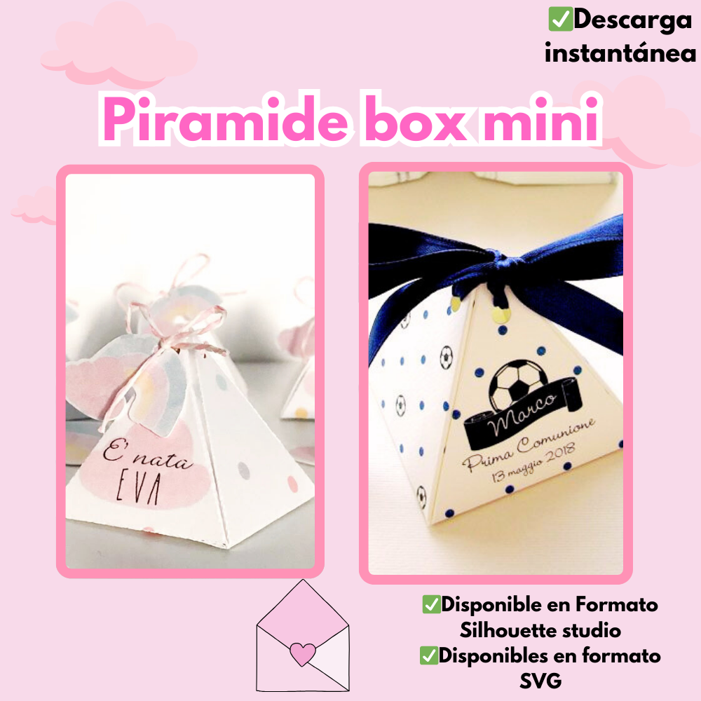 Cajita Piramide Box mini, ideal para dulcero, disponible en formato svg y silhouette studio