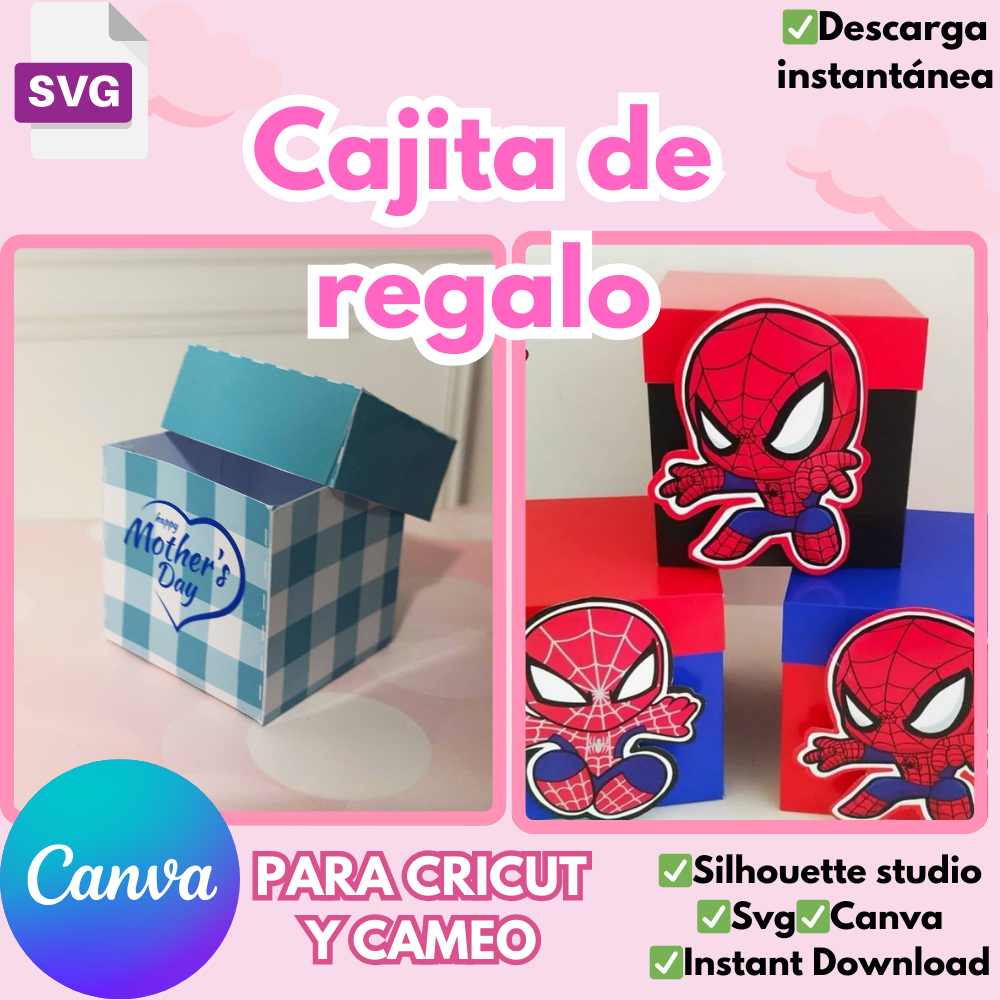 Cajita de chocolates con tapa, incluye plantilla editable en CANVA, plantilla formato svg y diseños listos para imprimir, ideal para regalar