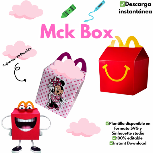 McDonald Box disponible en formato svg y silhouette studio, plantilla editable para dulcero