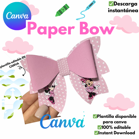 Paper Bow Editable en Canva, 100% editable, crea diseños únicos y hermosos de una manera fácil y rapida diseñando en canva,