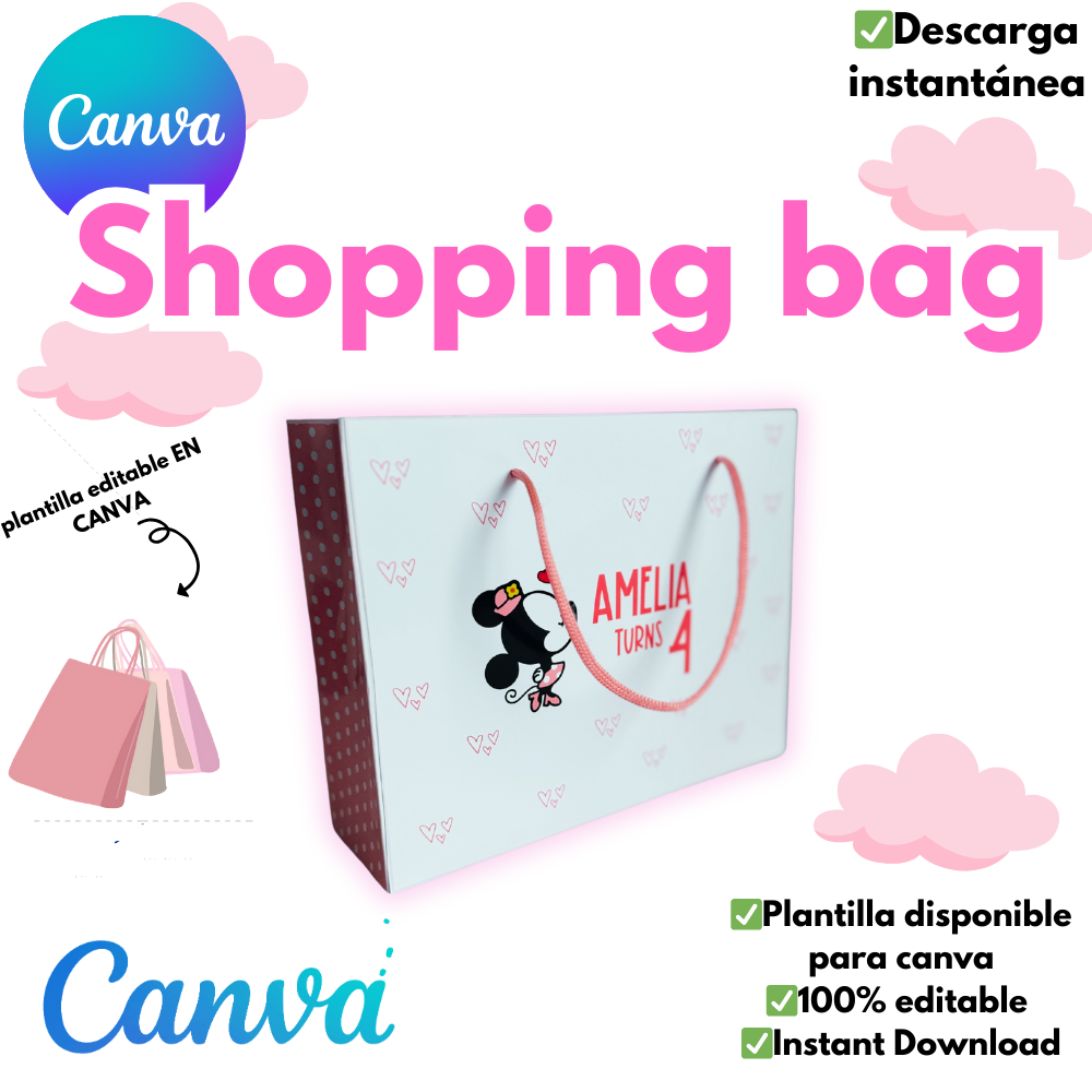 Canva, Plantilla editable para Shopping Bag, editable para Canva 100%