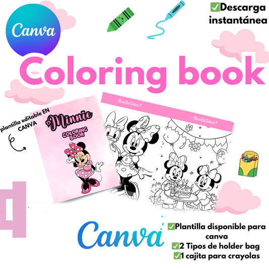 Coloring book editable en CANVA, incluye complementos en formato svg y para edicion en Canva