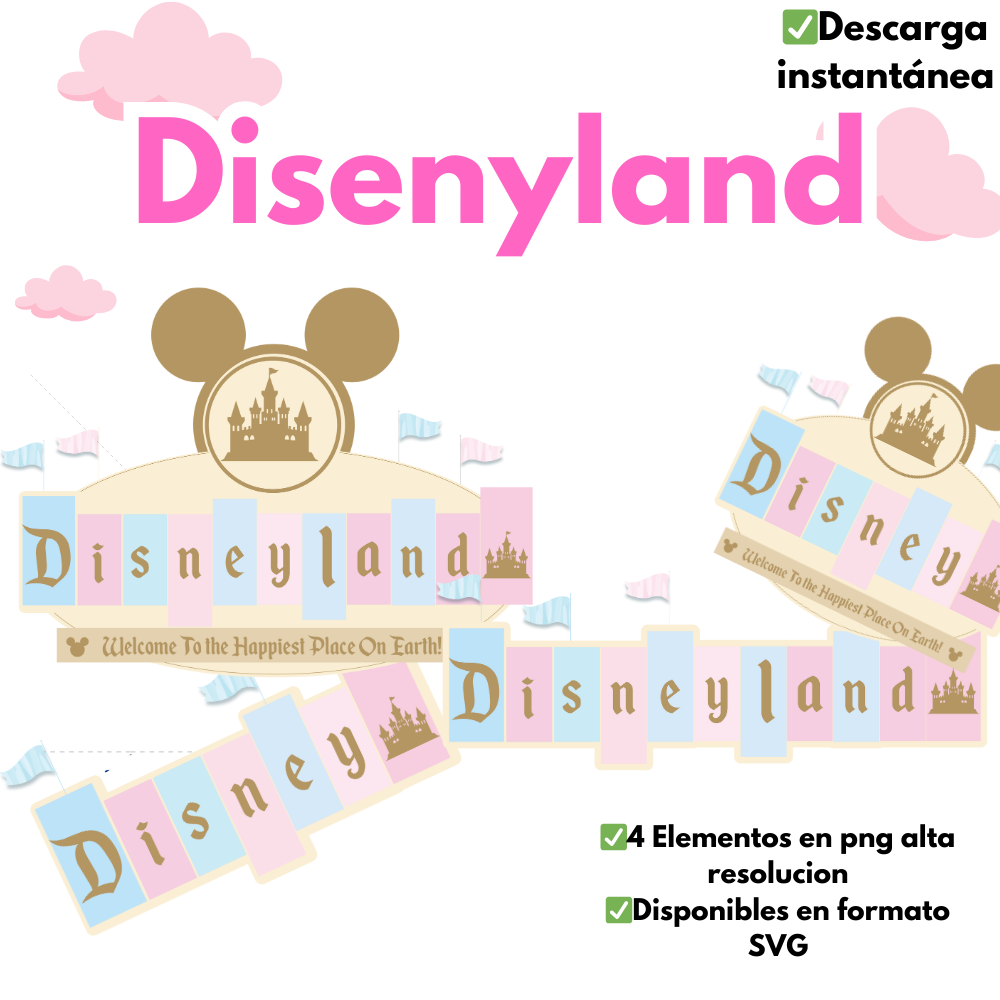 4 Elementos DisneyLand disponibles en formato SVG y PNG de alta resolucion