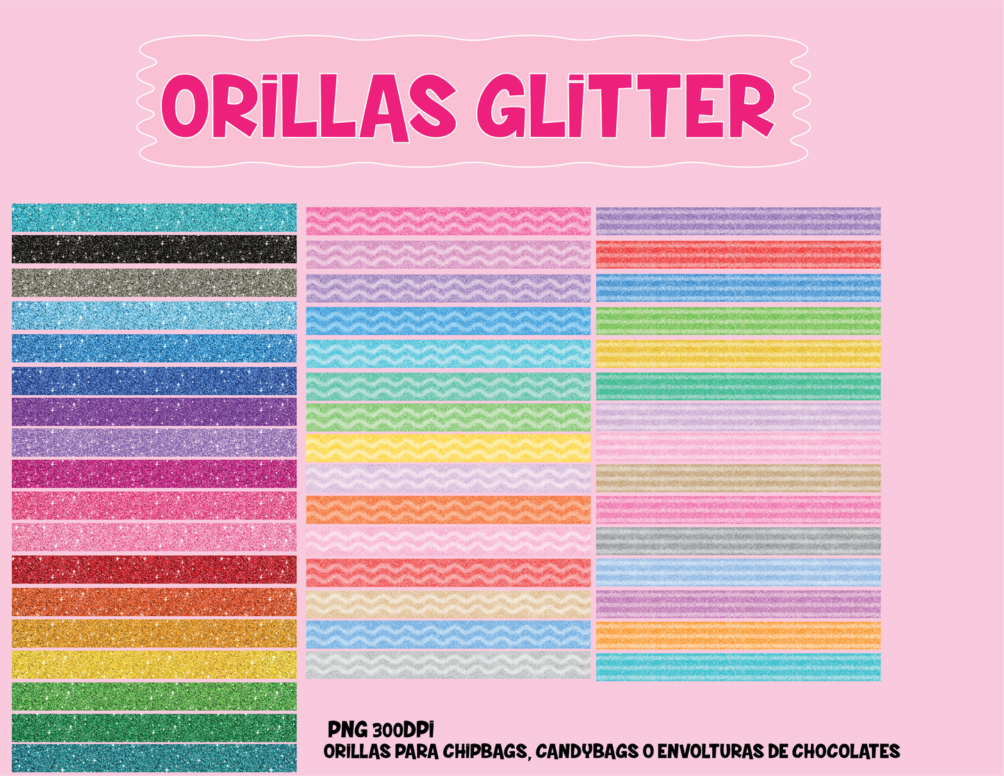 Orillas glitter para Chipbags, Candybags