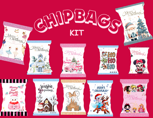 KIT Chipbags, Christmas Kit + PNG files 300dp + Diseños listos para imprimir, ( Candybag,elemento foil, elementos candybags)