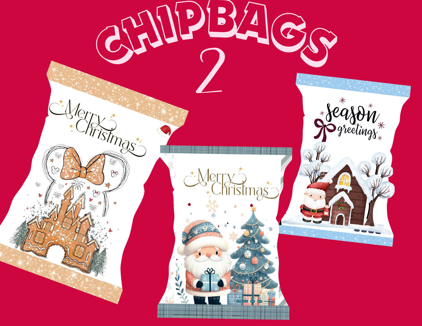 KIT Chipbags, Christmas Kit + PNG files 300dp + Diseños listos para imprimir, ( Candybag,elemento foil, elementos candybags)