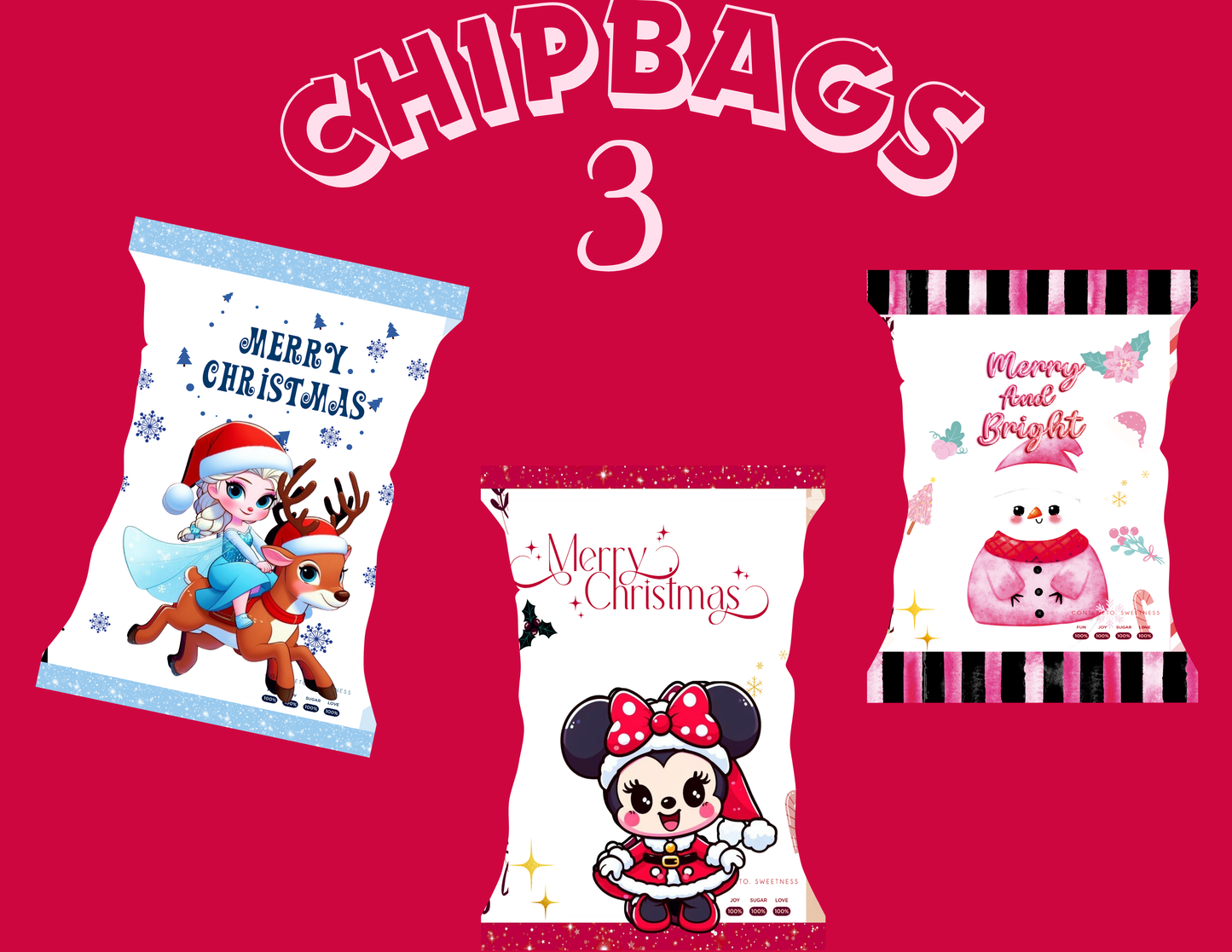 KIT Chipbags, Christmas Kit + PNG files 300dp + Diseños listos para imprimir, ( Candybag,elemento foil, elementos candybags)