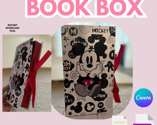 BOOK BOX cutting template and Canva design of cover and interior, 2 designs as a gift