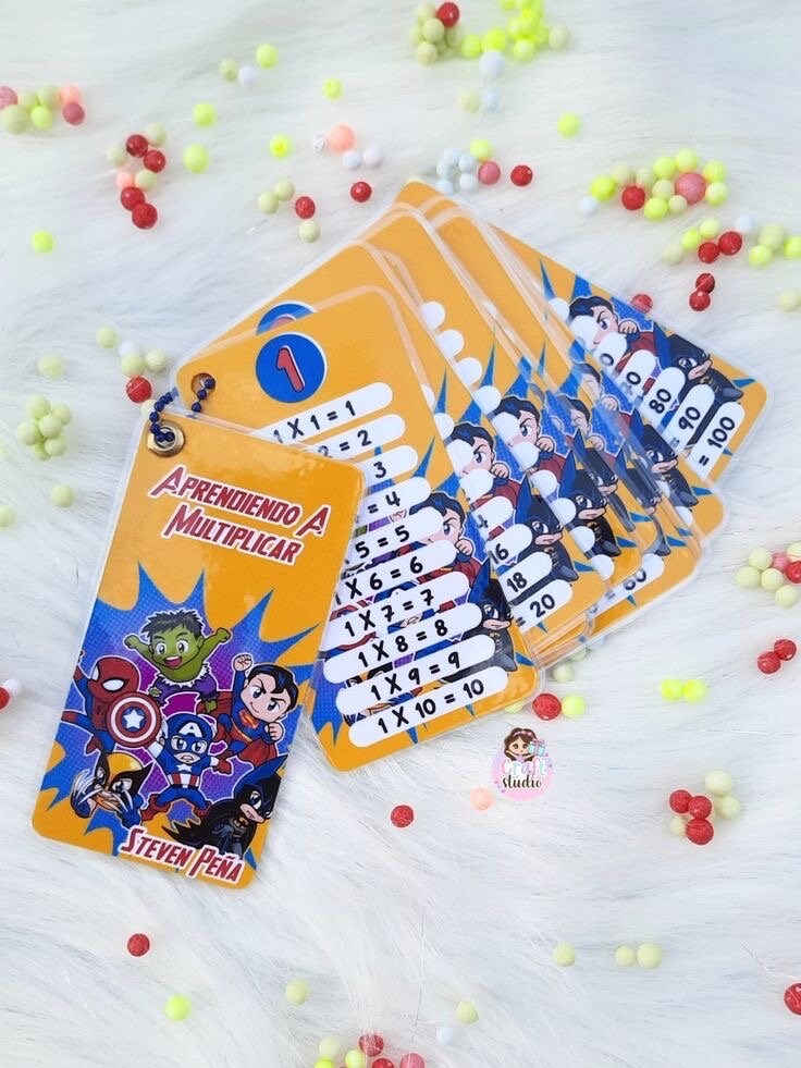 Plantilla para tablas de multiplicar, opción de llavero. BacktoSchool