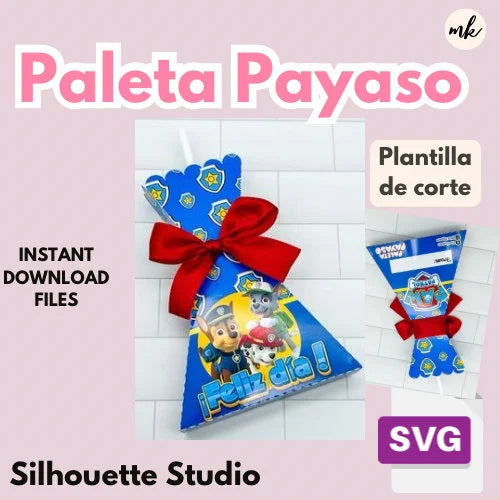 Plantilla editable para paleta payaso, formato SVG, y silhouette studio, personalizable