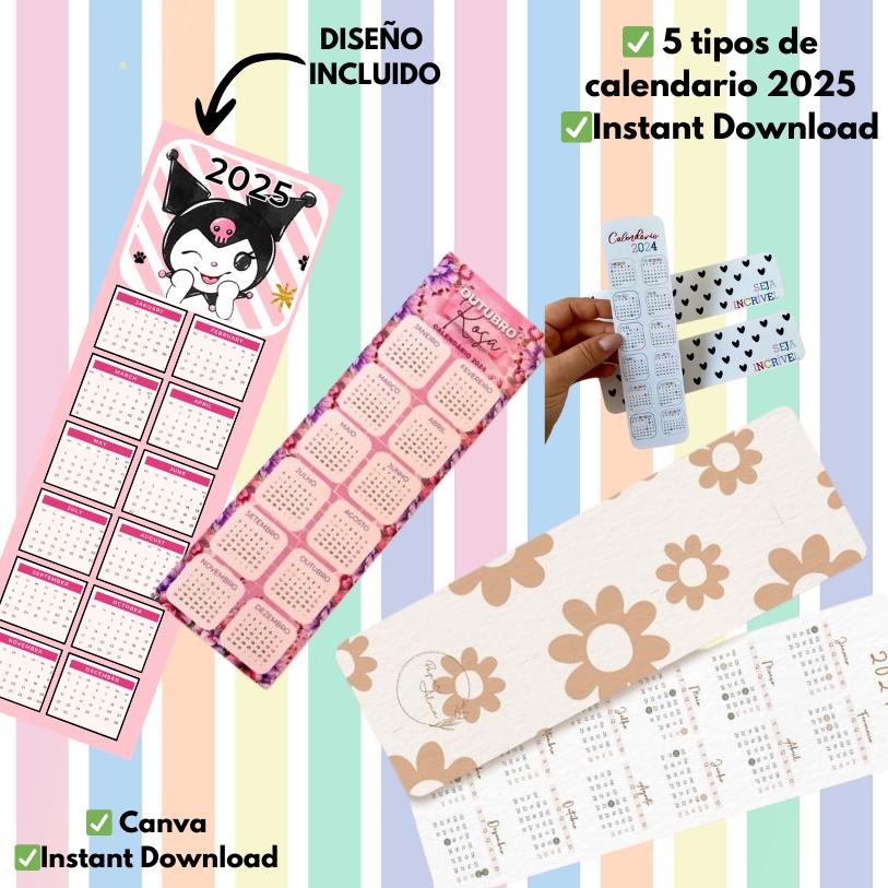 Plantilla editable para Calendario 2025 diseño Canva, personalizable, ideal para regalo