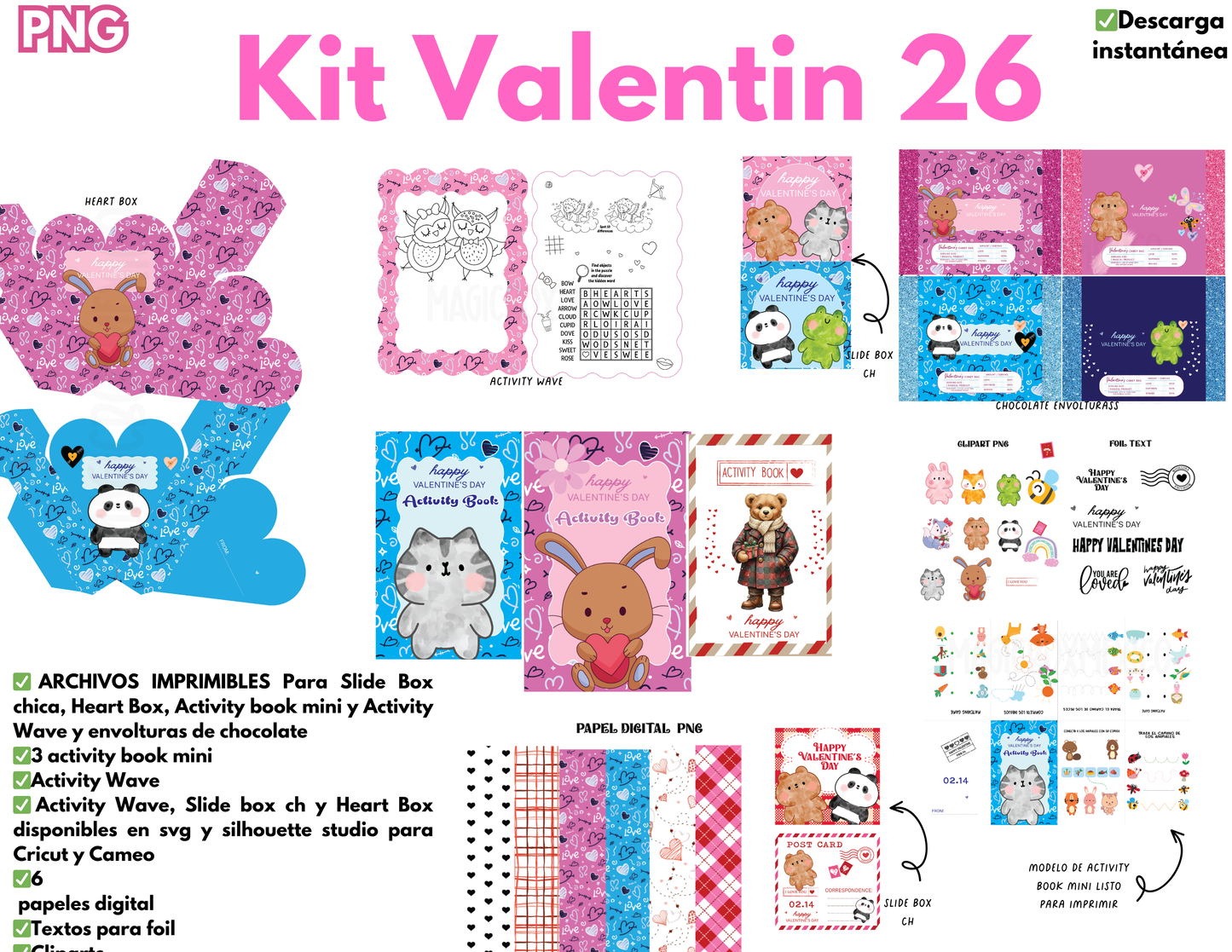 Kit Valentin 26 Incluye 3 Cajas en Svg y Silhuette studio para Cricut y Cameo