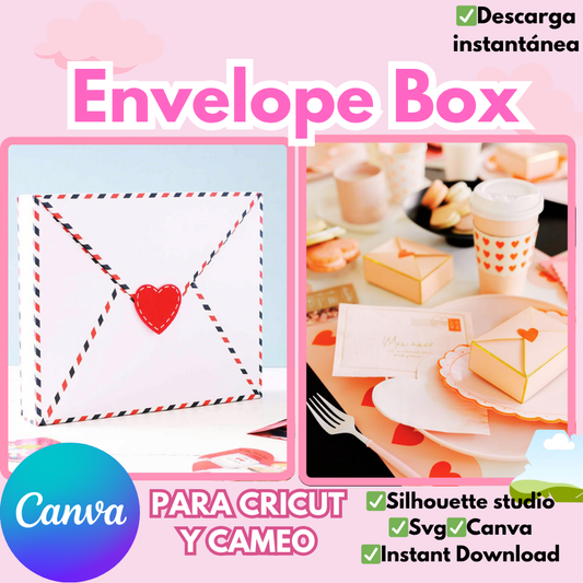 Canva, Plantilla editable para Envelope Box, 100% editable para Canva, Plantilla para CRICUT y CAMEO