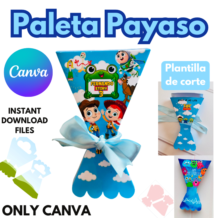 PALETA PAYASO mini plantilla para diseño en CANVA