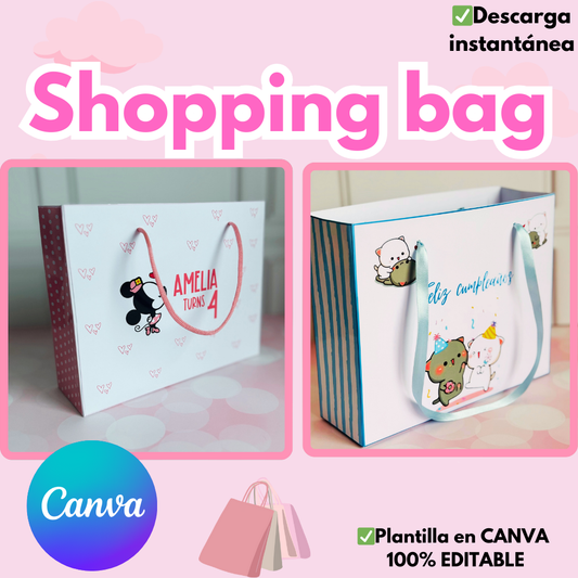 Canva, Plantilla editable para Shopping Bag, editable para Canva 100%