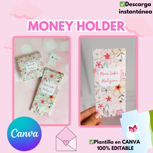 Money Holder and Tag, disponible plantilla en Canva 100%editable