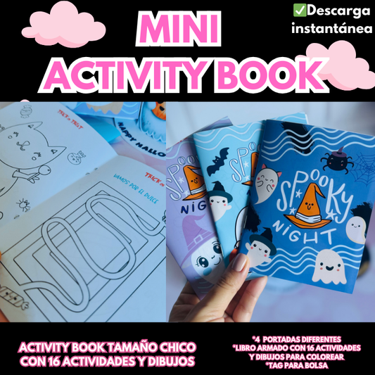 Activity Book Mini con 16 actividades y dibujos Halloween