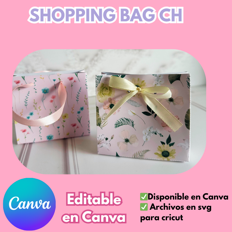 Shopping bag mini editable en Canva
