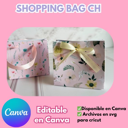 Shopping bag mini editable en Canva