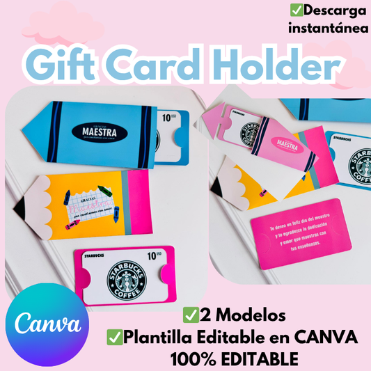 Gift Card Holder Editable en Canva, Teacher´s Day
