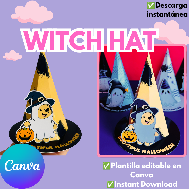 Witch Hat, plantilla editable para edicion en CANVA