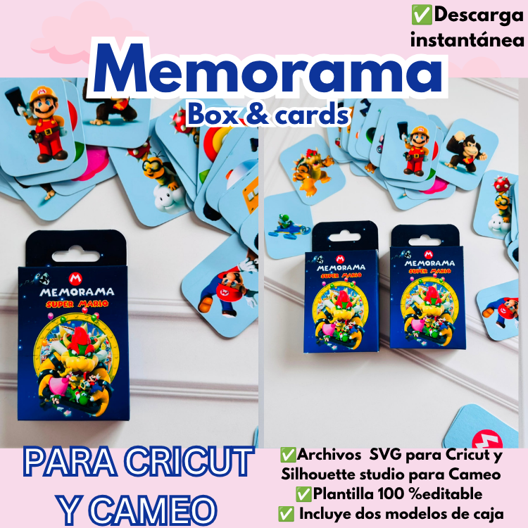 Memorama Play Box para Cricut y Cameo. Incluye 2 modelos de caja y tarjetas