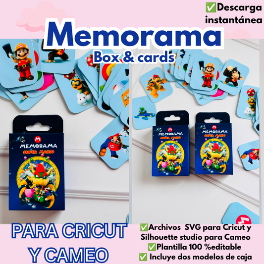 Memorama Play Box para Cricut y Cameo. Incluye 2 modelos de caja y tarjetas