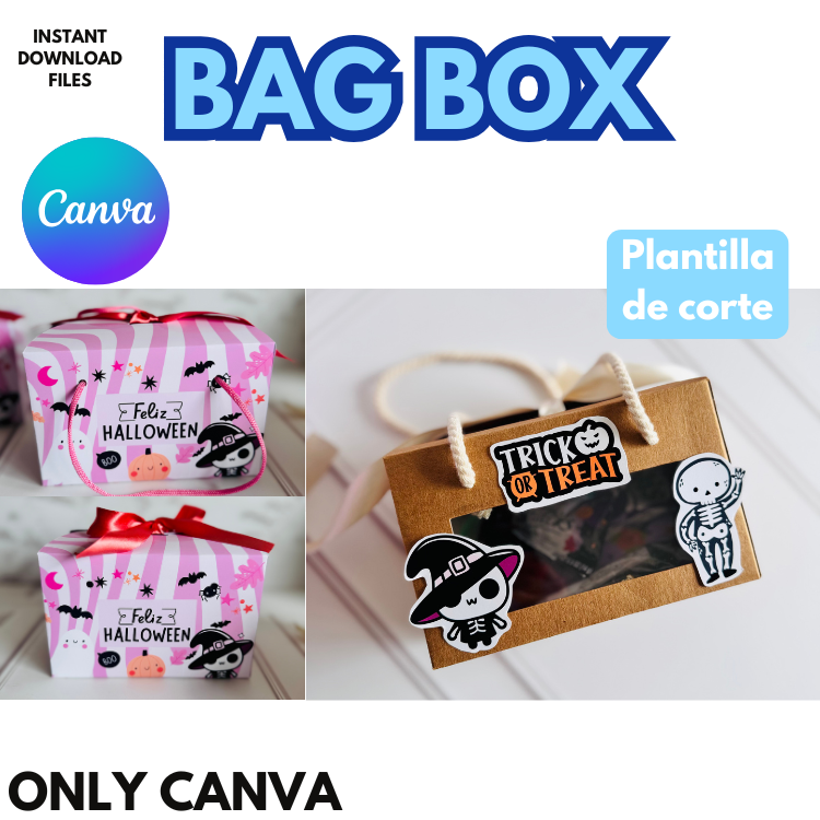Bag Box, plantilla editable en CANVA