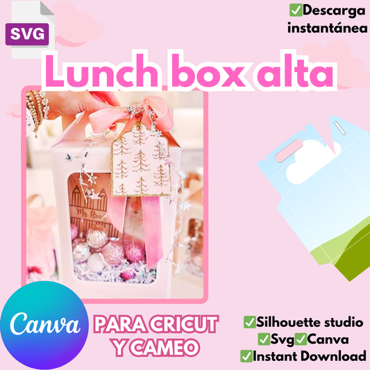 Plantilla Lunch Box alta grande, para Canva, Cricut y Cameo, disponible