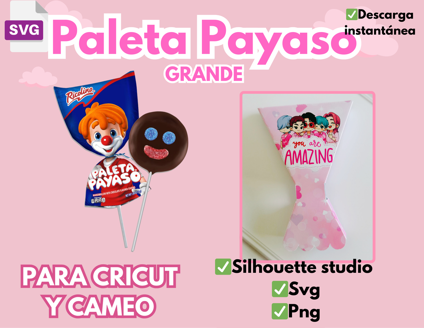 Plantilla Paleta Payaso Grande para Cameo y Cricut
